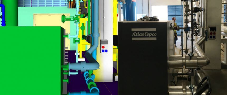 Projeto Indústria Alimentícia - Energy Recovery - Projeto 3D x Instalação Executada
