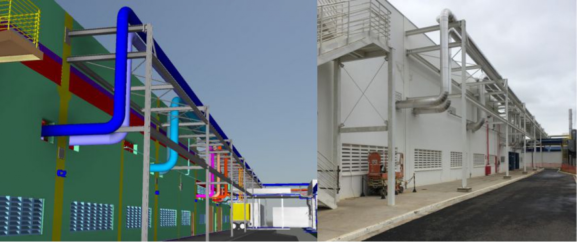 Projeto Indústria Alimentícia - Área Externa - Projeto 3D x Instalação Executada