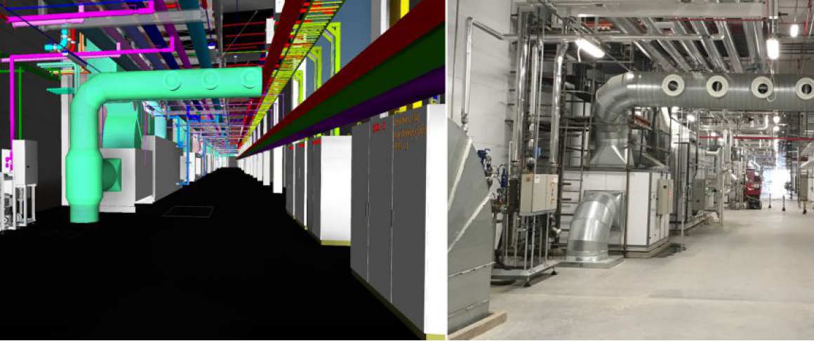 Projeto Indústria Alimentícia - Corredor de Utilidades - Projeto 3D x Instalação Executada